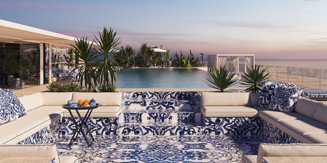 Design Hills D&G blue tile pool lounge