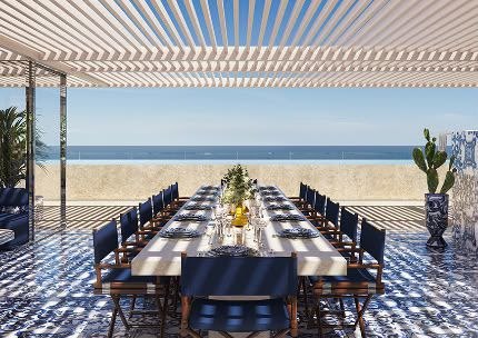 Design Hills outdoor dining with sea views